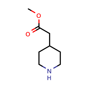 Chemical structure of Methyl 4-piperidine acetate , CAS 168986-49-0, AChemBlock F-4803