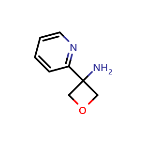 Chemical structure of 3-Pyridin-2-yloxetan-3-amine , CAS 1259680-51-7, AChemBlock F-4838