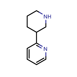 Chemical structure of 2-(Piperidin-3-yl)pyridine , CAS 40864-10-6, AChemBlock F-4839