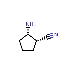 Chemical structure of cis-2-Aminocyclopentanecarbonitrile , CAS 874293-75-1, AChemBlock F-4843