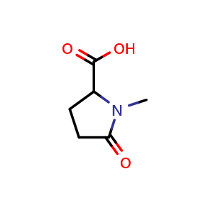 Chemical structure of 1-Methyl-5-oxopyrrolidine-2-carboxylic acid , CAS 72442-37-6, AChemBlock F-4854
