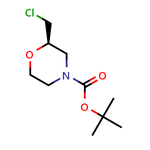 Chemical structure of N-Boc-(2R)-(chloromethyl)morpholine , CAS 1260589-87-4, AChemBlock F-4881