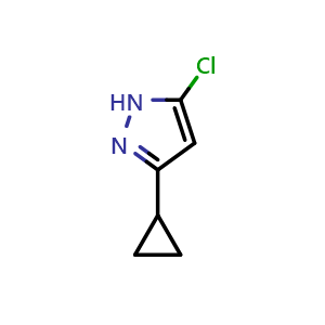 Chemical structure of 5-Chloro-3-cyclopropylpyrazole , CAS 1416437-25-6, AChemBlock G-5010