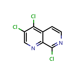 Chemical structure of 3,4,8-Trichloro-1,7-naphthyridine , CAS 1313738-65-6, AChemBlock G-5035