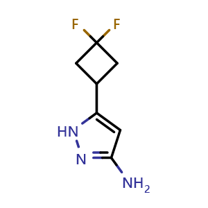 Chemical structure of 5-(3,3-Difluoro-cyclobutyl)-2H-pyrazol-3-ylamine , CAS 1425931-95-8, AChemBlock G-5081