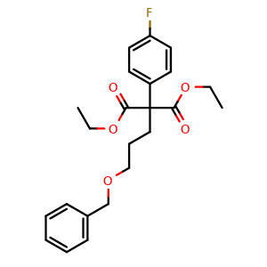 Chemical structure of Diethyl 2-(3-benzyloxy-propyl)-2-(4-fluorophenyl)malonate , CAS 1523572-00-0, AChemBlock G-5091