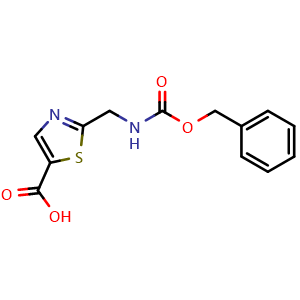 Chemical structure of 2-[1-(Cbz-amino)methyl]-5-thiazolecarboxylic acid , CAS 1095823-37-2, AChemBlock G-5116