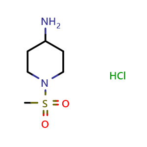 Chemical structure of 4-Amino-1-(methanesulfonyl)piperidine hydrochloride , CAS 651057-01-1, AChemBlock G-5158