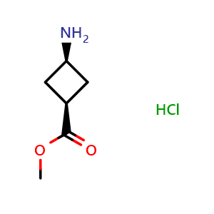 Chemical structure of Methyl cis-3-amino-cyclobutanecarboxylate hydrochloride , CAS 1212304-86-3, AChemBlock G-5199
