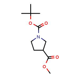 Chemical structure of Methyl 1-Boc-pyrrolidine-3-carboxylate , CAS 122684-33-7, AChemBlock G-5272