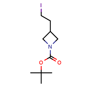 Chemical structure of 1-Boc-3-(iodoethyl)azetidine , CAS 158602-36-9, AChemBlock G-5283