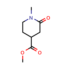 Chemical structure of Methyl 1-methyl-2-oxo-4-piperidinecarboxylate , CAS 20845-29-8, AChemBlock G-5327