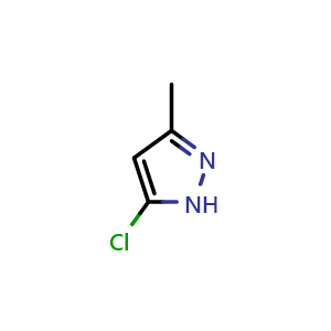 Chemical structure of 5-Chloro-3-methylpyrazole , CAS 15953-45-4, AChemBlock G-5332
