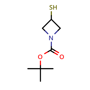 Chemical structure of 1-Boc-3-mercapto-azetidine , CAS 941585-25-7, AChemBlock G-5396
