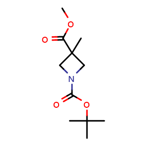 Chemical structure of Methyl 1-Boc-3-methylazetidine-3-carboxylate , CAS 898228-37-0, AChemBlock G-5411