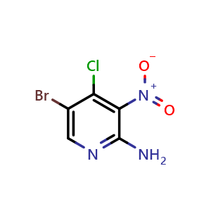 Chemical structure of 2-Amino-5-bromo-4-chloro-3-nitropyridine , CAS 942947-95-7, AChemBlock G-5428