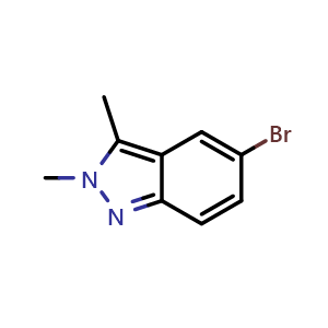 Chemical structure of 5-Bromo-2,3-dimethyl-2H-indazole , CAS 878064-16-5, AChemBlock G-5434
