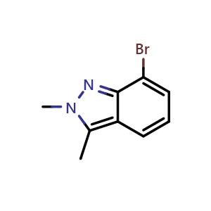Chemical structure of 7-Bromo-2,3-dimethyl-2H-indazole , CAS 845751-62-4, AChemBlock G-5467