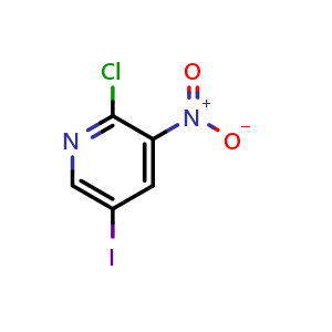 Chemical structure of 2-Chloro-5-iodo-3-nitropyridine , CAS 426463-05-0, AChemBlock G-5478