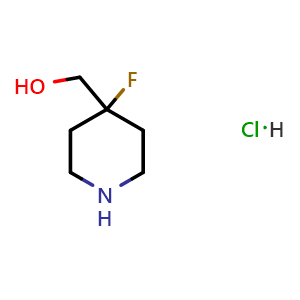 Chemical structure of 4-Fluoro-4-(hydroxymethyl)piperidine hydrochloride , CAS 1254115-16-6, AChemBlock G-5484