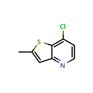 Chemical structure of 7-Chloro-2-methyl-thieno[3,2-b]pyridine , CAS 638219-98-4, AChemBlock G-5508