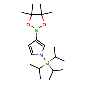 Chemical structure of 3-(4,4,5,5-tetramethyl-1,3,2-dioxaborolan-2-yl)-1-(triisopropylsilyl)-1H-pyrrole , CAS 365564-11-0, AChemBlock G-5551