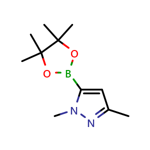Chemical structure of 1,3-dimethyl-5-(4,4,5,5-tetramethyl-1,3,2-dioxaborolan-2-yl)-1H-pyrazole , CAS 847818-79-5, AChemBlock G-5555