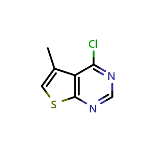 Chemical structure of 4-Chloro-5-methylthieno[2,3-d]pyrimidine , CAS 43088-67-1, AChemBlock G-5628