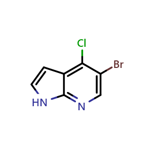 Chemical structure of 5-Bromo-4-chloro-1H-pyrrolo[2,3-b]pyridine , CAS 876343-82-7, AChemBlock G-5641