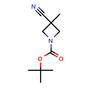 Chemical structure of 1-Boc-3-cyano-3-methylazetidine , CAS 936850-09-8, AChemBlock G-5666