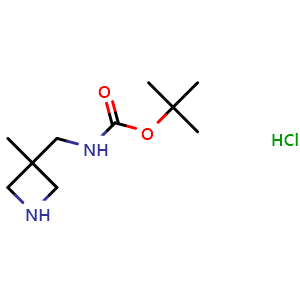 Chemical structure of 3-(Boc-aminomethyl)-3-methylazetidine hydrochloride , CAS 1523606-21-4, AChemBlock G-5669-01