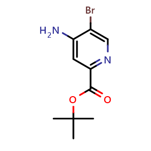 Chemical structure of tert-Butyl 4-amio-5-bromopyridine-2-carboxylate , CAS 868171-70-4, AChemBlock G-5675
