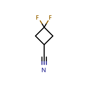 Chemical structure of 3,3-Difluorocyclobutanecarbonitrile , CAS 86770-80-1, AChemBlock G-5726