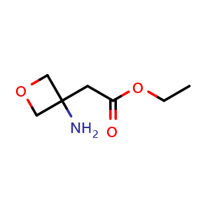 Chemical structure of Ethyl 2-(3-aminooxetan-3-yl)acetate , CAS 1207175-54-9, AChemBlock G-5727