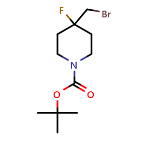 Chemical structure of 1-Boc-4-bromomethyl-4-fluoropiperidine , CAS 1207176-24-6, AChemBlock G-5732