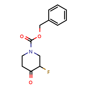Chemical structure of 1-Cbz-3-fluoro-4-oxo-piperidine , CAS 845256-59-9, AChemBlock G-5735