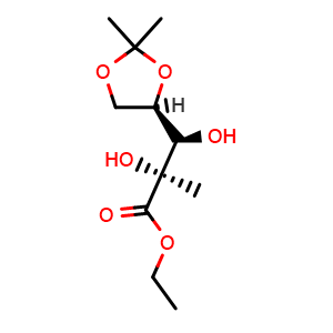 Chemical structure of 4,5-O-isopropylidene-2-C-methyl-D-arabinonate , CAS 93635-76-8, AChemBlock G-5757