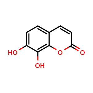 Chemical structure of 7,8-Dihydroxy-2H-benzopyran-2-one , CAS 486-35-1, AChemBlock G-5773