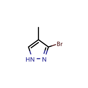 Chemical structure of 3-Bromo-4-methyl-1H-pyrazole , CAS 5932-20-7, AChemBlock G-5785