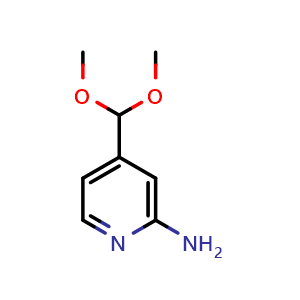 Chemical structure of 4-(Dimethoxymethyl)pyridin-2-amine , CAS 889945-19-1, AChemBlock G-5839