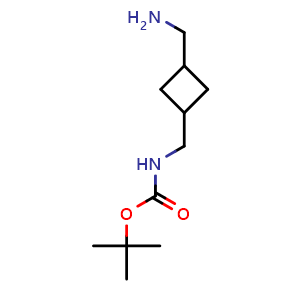Chemical structure of 3-Aminomethyl-1-(Boc-aminomethyl)cyclobutane , CAS 1363382-06-2, AChemBlock G-5858