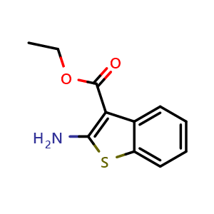 Chemical structure of Ethyl-2-amino-benzo(B)thiophene-3-carboxylate , CAS 7311-95-7, AChemBlock G-5862