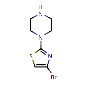 Chemical structure of 4-Bromo-2-(piperazin-1-yl)thiazole , CAS 668484-59-1, AChemBlock G-5866
