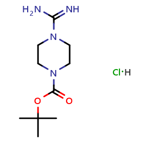 Chemical structure of tert-Butyl 4-carbamimidoylpiperazine-1-carboxylate hydrochloride , CAS 1312935-03-7, AChemBlock G-5868