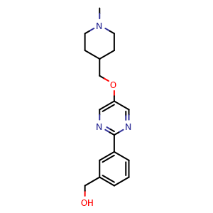 Chemical structure of (3-(5-((1-methylpiperidin-4-yl)methoxy)pyrimidin-2-yl)phenyl)methanol , CAS 1100598-48-8, AChemBlock G-5873