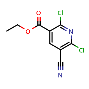 Chemical structure of ethyl 2,6-dichloro-5-cyanonicotinate , CAS 919354-52-2, AChemBlock G-5897