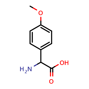 Chemical structure of 2-Amino-2-(4-methoxyphenyl)acetic Acid , CAS 19789-59-4, AChemBlock G-5944