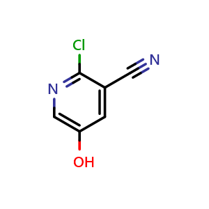 Chemical structure of 2-Chloro-5-hydroxypyridine-3-carbonitrile , CAS 74650-75-2, AChemBlock G-5990