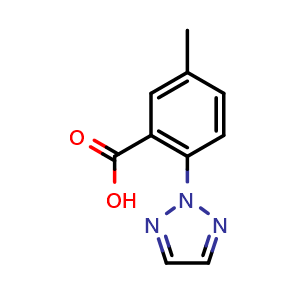 Chemical structure of 5-Methyl-2-(2H-1,2,3-triazol-2-yl)benzoic acid , CAS 956317-36-5, AChemBlock G-6002