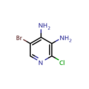 Chemical structure of 5-Bromo-2-chloro-3,4-pyridinediamine , CAS 163452-78-6, AChemBlock G-6034